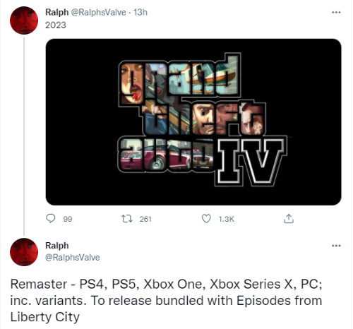 《GTA4复刻版》或将于2023年发售